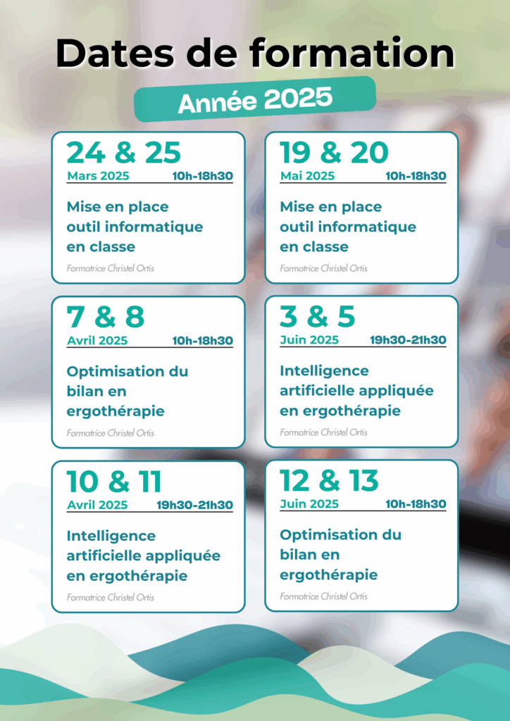 Dates récapitulatives formations 2025 - Formations numériques en ergothérapie