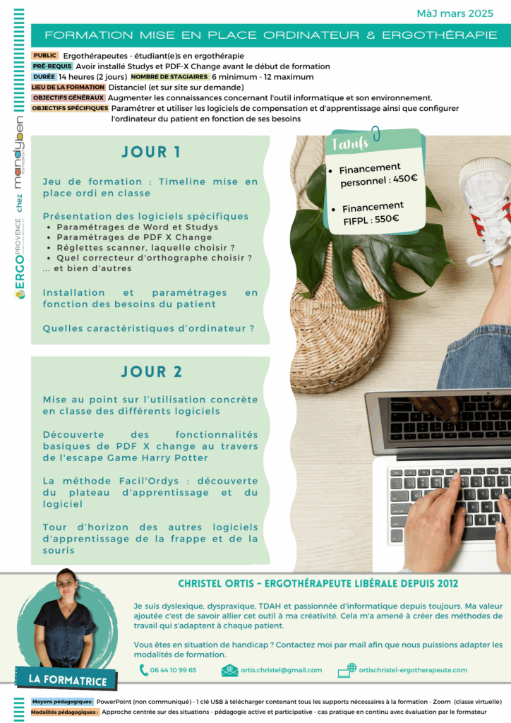 Programme formation mise en place outil informatique - Formations numériques en ergothérapie