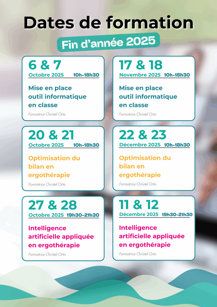 Formations numériques en ergothérapie - Dates récapitulatives formations fin 2025