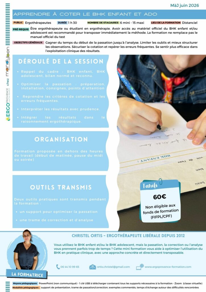 Programme formation apprendre à coter le BHK